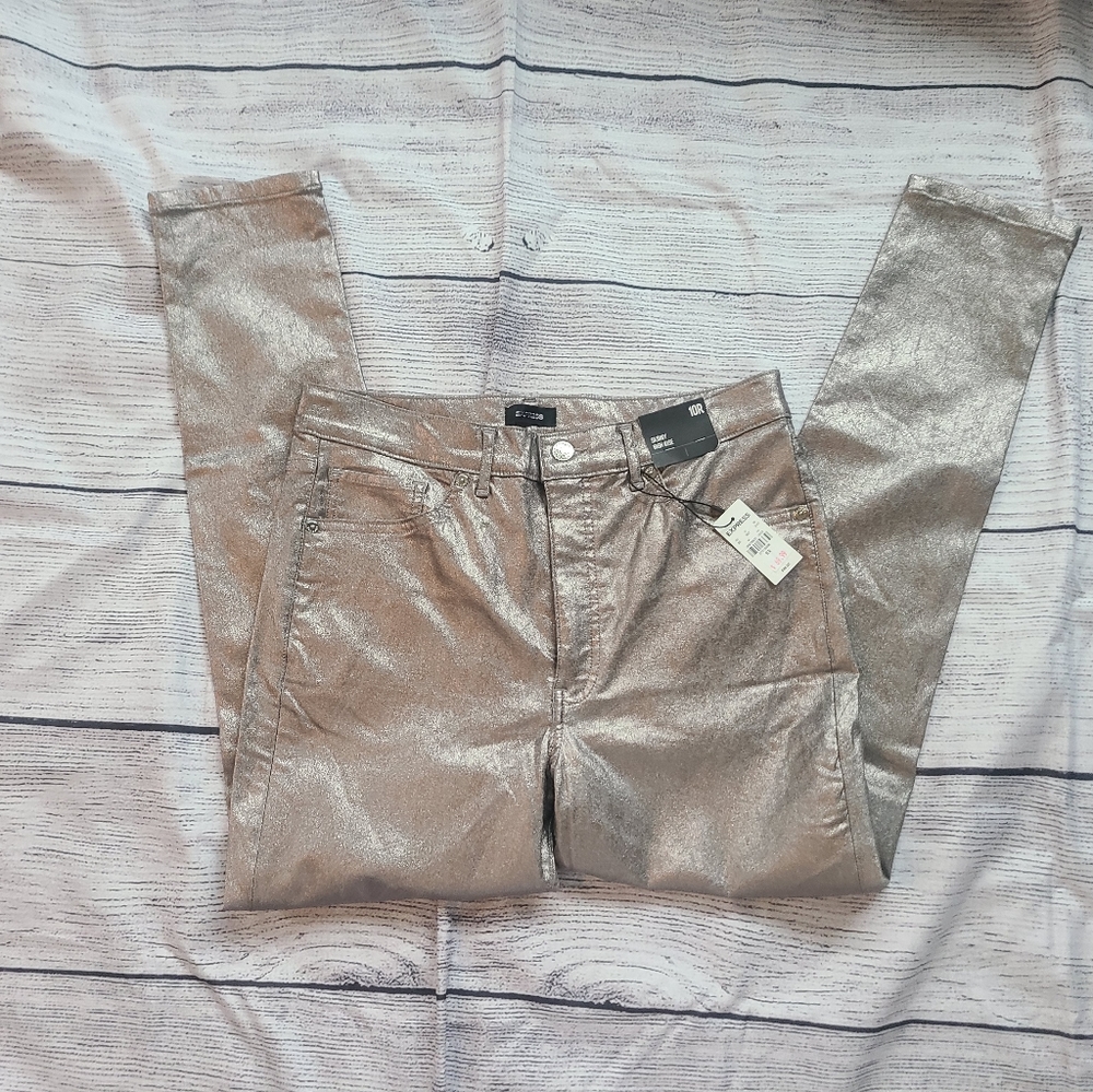 Express Skinny High Rise Silver Pants